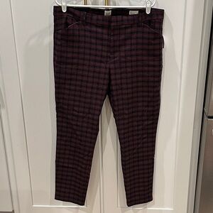GAP Women's Plaid Skinny Pants - Black and Red